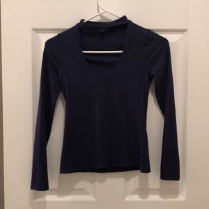 EXPRESS Choker neck long sleeve shirt